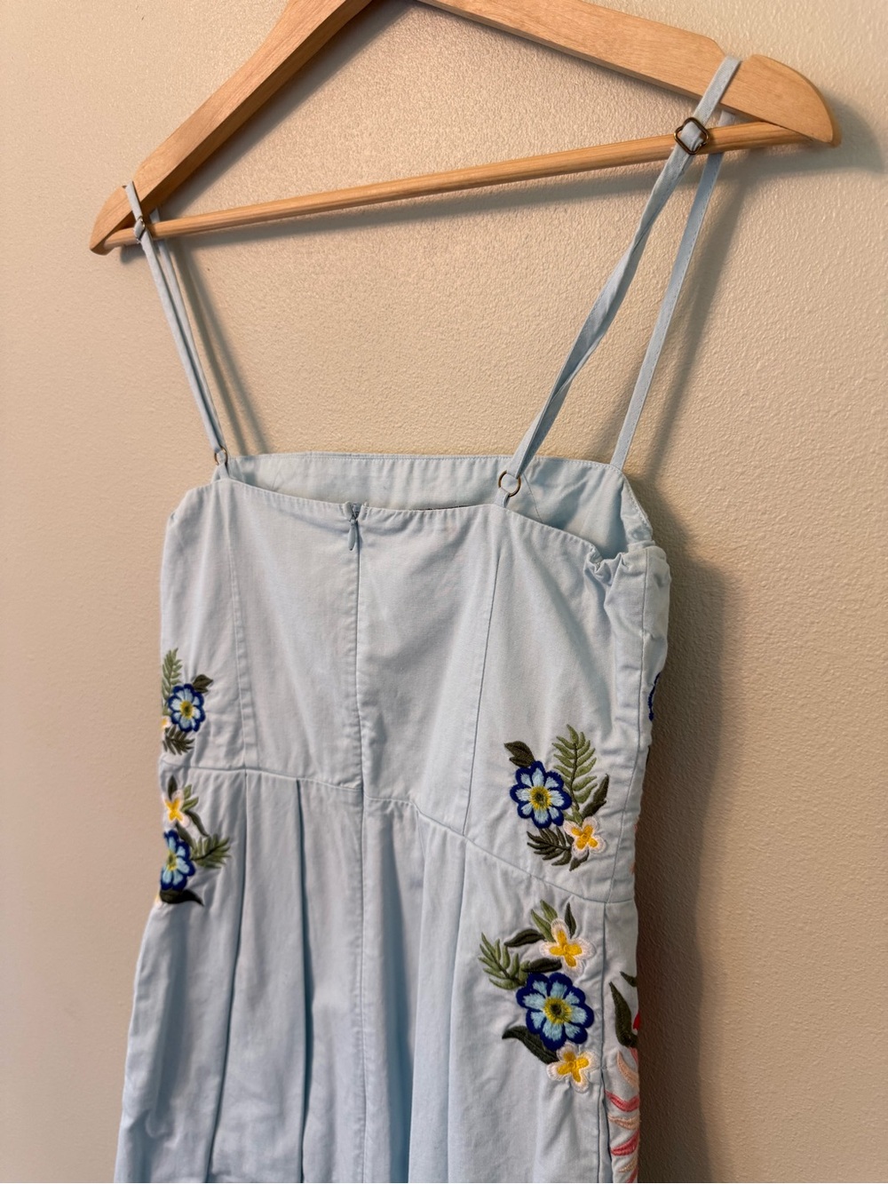 Fanm Mon Sadine Embroidered Midi Dress Light Blue Floral Cotton xs - Picture 9 of 11